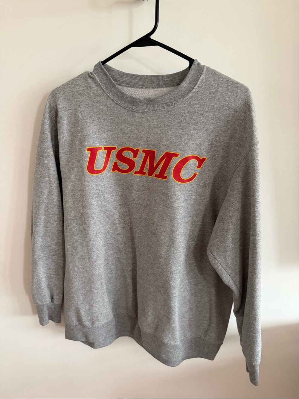 Fruit of the Loom Gray Crewneck with Red & Gold USMC Lettering